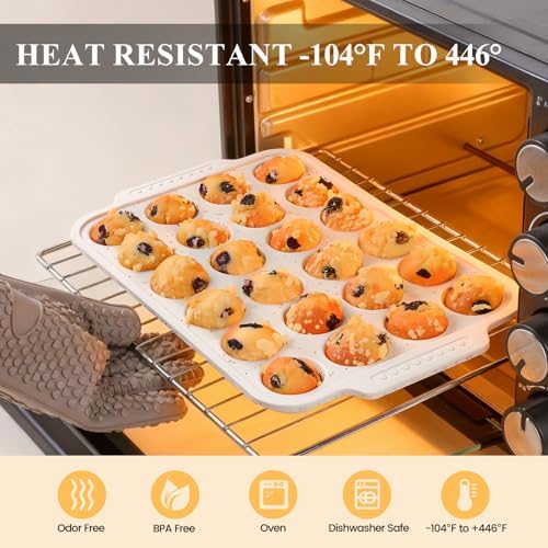 Vinino Silicone Mini Muffin Pan for Baking with Reinforced Frame, BPA Free