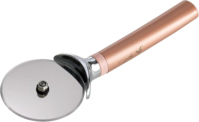 Dolly Parton Pizza Wheel with Blush Design – Stainless Steel Blade, Ergonomic Handle with Finger Guard, Dishwasher Safe, 8.7 Inch