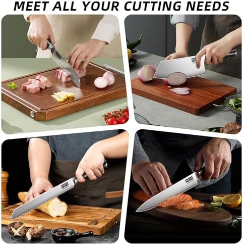 MDHAND Chef Knife Set with Roll Bag, Ultra Sharp Japanese Kitchen Knife Set