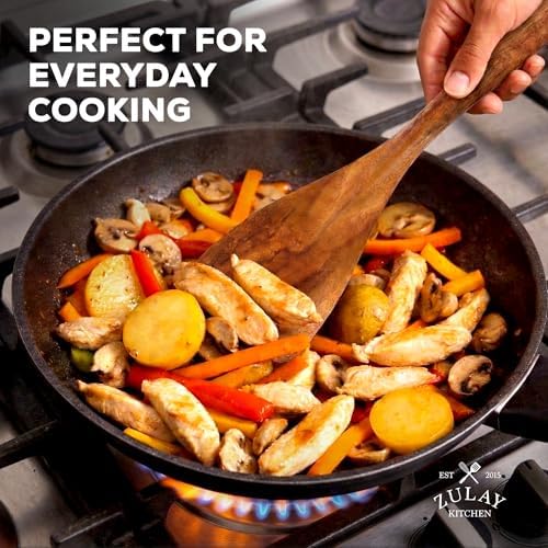 Zulay Kitchen 15-Piece Teak Wooden Utensils for Cooking - Natural Teak Utensil Set with Premium Gift Box - Non-Stick Wooden Spoons for Cooking - Kitchen Gift Set - Comfortable Grip Wooden Utensil Set