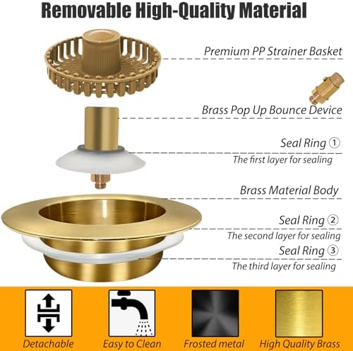 Anlige Kitchen Sink Drain Strainer, 3 in 1 Pop Up Kitchen Sink Stopper