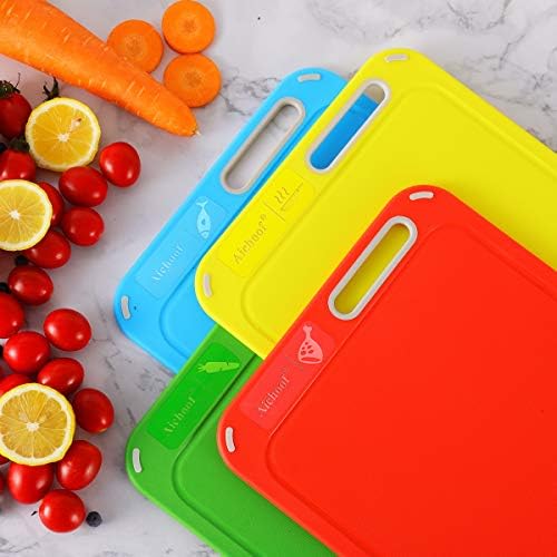 Color Coded Cutting Boards Set of 4 with Holder, BPA-Free