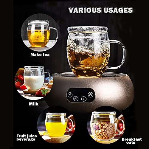 Glass Tea Cup with Infuser and Lid, 17 oz Clear Loose Leaf Tea Infuser Mug