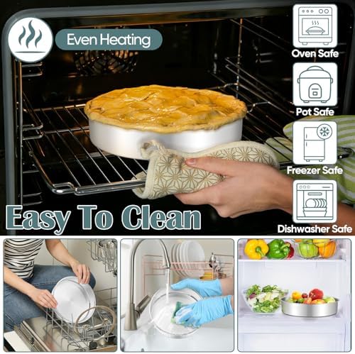TeamFar 9 Inch Cake Pan, Stainless Steel Round Layer Cake Baking Pan