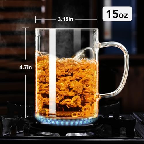 PARACITY Tea Mug with Infuser and Lid, 15 oz Clear Borosilicate Tea Cup