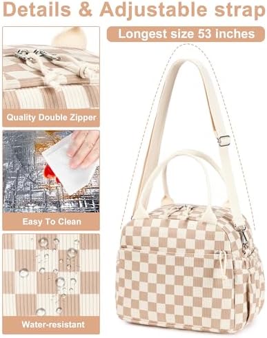 Bluboon Lunch Bag for Women Cute Corduroy Lunch Tote Bags with Shoulder Strap Reusable Insulated Lunch Box Large Capacity Reusable Insulated Cooler for Work Picnic or Travel (13L)