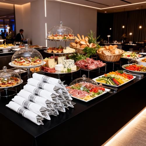 400PCS Silver Wrapped Silverware Set Disposable Hammered for Wedding