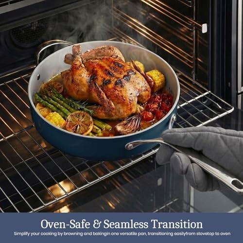 CookinCraze Ceramic Dutch Oven with Lid, 4.5 QT Nonstick Pot for Baking