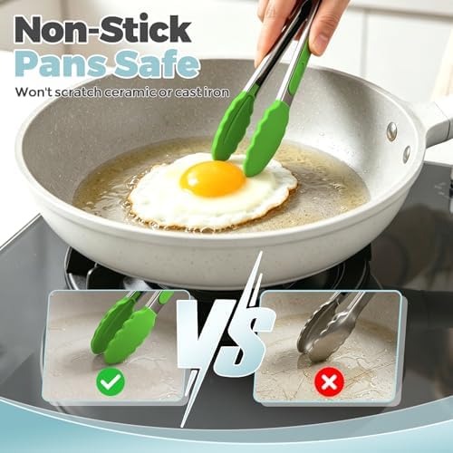 Small Cooking Tongs 7 inch Mini Serving Tongs with Silicone Tips