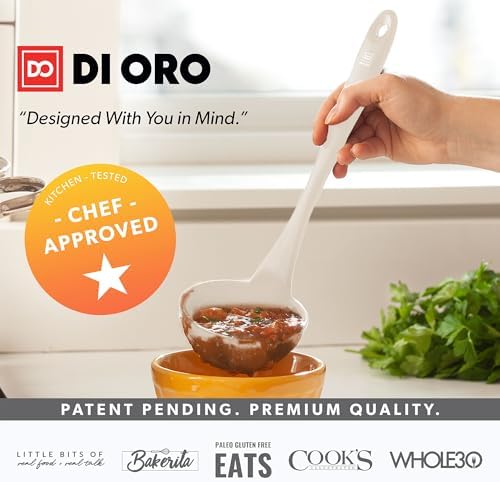 DI ORO Silicone Ladle - Soup & Serving, 600F Heat Resistant, Clay