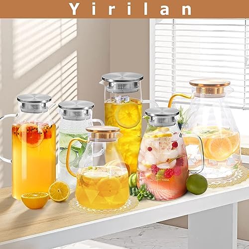 Glass Pitcher, 3 Liter Water Pitcher With Lid
