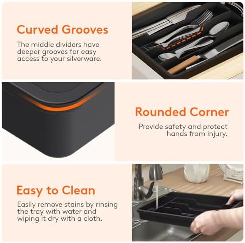 Lifewit Silverware Drawer Organizer Tray, Cutlery Storage for Kitchen