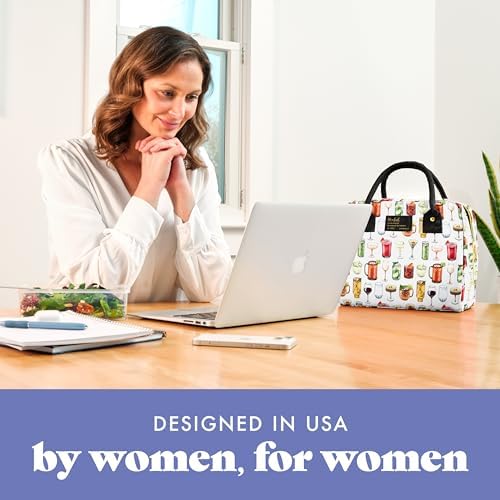 Fit & Fresh Bloomington Lunch Bag for Women - Insulated Large Lunch Box for Work with Containers, Leak-Resistant, Stain-Resistant, Zipper Closure, Mixology