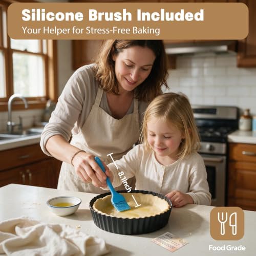 2 Pack 9.5 Inch Pie Pan with Removable Bottom for Baking Deep Quiche Dish