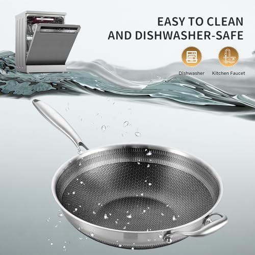 LOLYKITCH Hybird Nonstick Wok Pan with Lid | 12-Inch | Detachable Handle