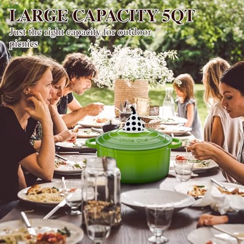 Umite Chef 5QT Enameled Cast Iron Dutch Oven Pot with Lid, Heavy-Duty, Cookware for Bread Baking, Braising, Stews, Roasting, Wedding Registry Ideas & Gifts(Green)