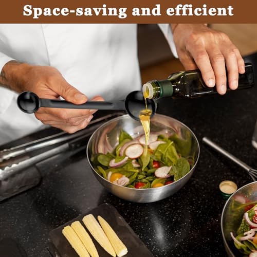 Double Sided Measuring Spoon Stainless Steel Coffee Scoop Teaspoon Measuring Spoon 1 Tsp (5ml) & 1 Tbsp (15ml) Dual-Measure Long-Handle Spoons Coffee Measurings Spoons (Black)
