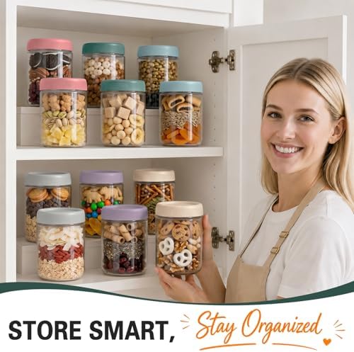Overnight Oats Containers with Lids, Mason Jars 16 oz, Glass Storage Jars