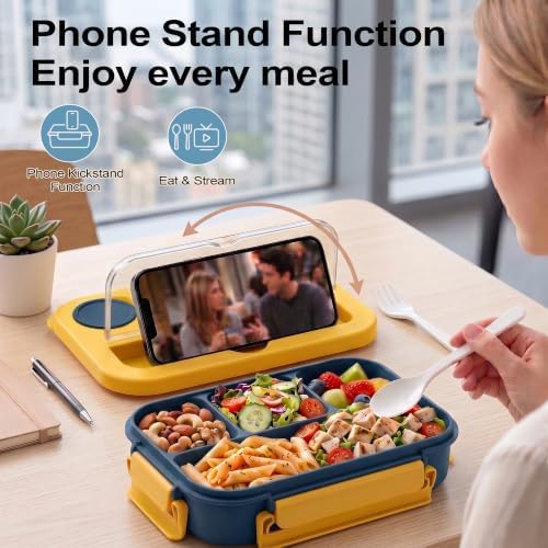 Bento Box Adult Lunch Box, Lunch Containers for Adults 44 Oz,Yellow / Blue