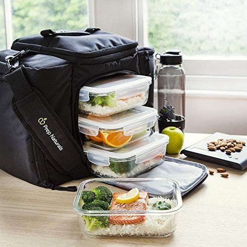 Prep Naturals Glass Meal Prep Containers - Oven, Microwave & Freezer Safe - Leakproof Airtight Glass Storage Containers with Lids - For Food Prep & Lunch - Pack of 10, 36 Oz, Square