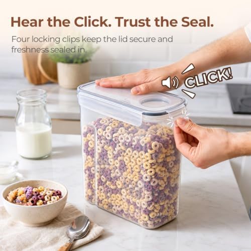 ComSaf Airtight Cereal Storage Containers with Lids 6.7Qt 2Pack, Easy Pour