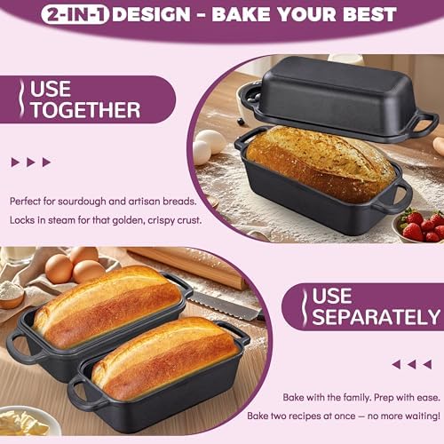 Cast Iron Loaf Pan with Lid 9x5 Inch,Sourdough Pan