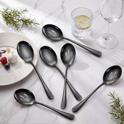 LIANYU 6-Piece Large Serving Spoon Set, Stainless Steel Serving Utensil Set