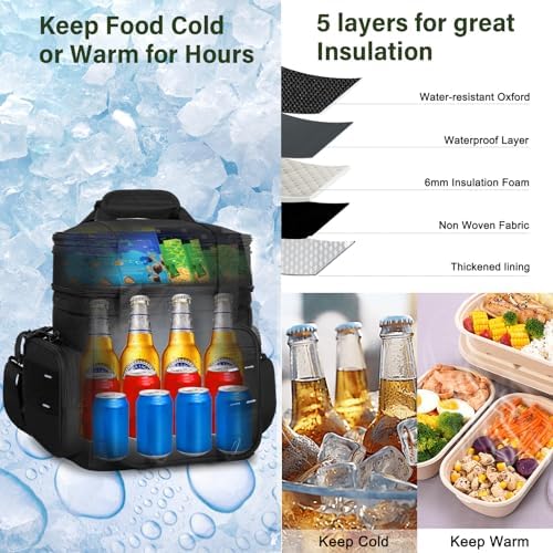 TENKIST Tactical Insulated Lunch Box Men Double Deck Heavy Duty Cooler Bag