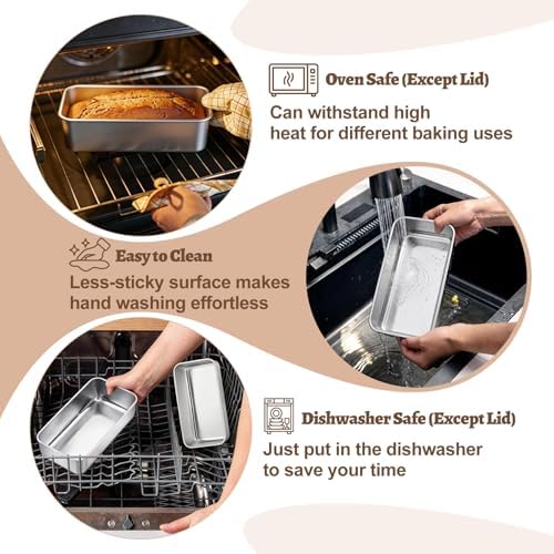 TeamFar Loaf Pan for Baking Bread, 9 x 5 Inch Bread Pan with Lid, Set of 2