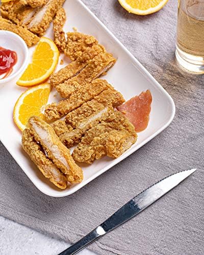 DELLING 8 Inch White Rectangular Plates Set of 3 - Porcelain Serving Platters for Appetizers, Sushi, Dessert - Oven Safe Rectangle Dinner Plates for Party, Restaurant - Stackable Ceramic Dishes