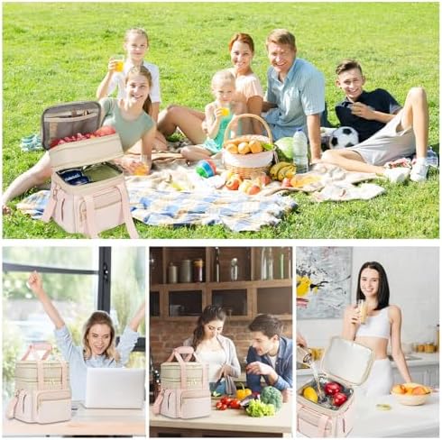holuxer Lunch Bag for Women - Expandable Double Deck Lunch Box