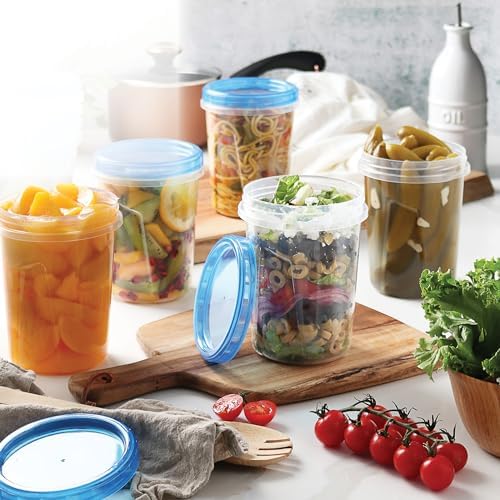 Tafura Freezer Containers, 6 Pack, 32 Oz, Leakproof BPA-Free Lids