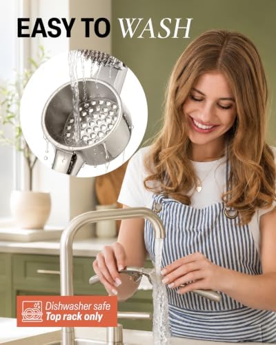 Zulay Kitchen Large Premium Garlic Press Set - Bigger Bowl for Bigger Garlic - Rust Proof Garlic Mincer Tool - Easy-Squeeze, Easy-Clean Silicone Garlic Peeler & Brush (Silver)