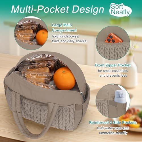 Coobiiya Lunch Box Lunch Bag for Women Men,Reusable Cute Lunch Pail bag,Leakproof,Insulated LunchBox Tote Compact 10L, Cooler Lunch Container for Work Travel Office