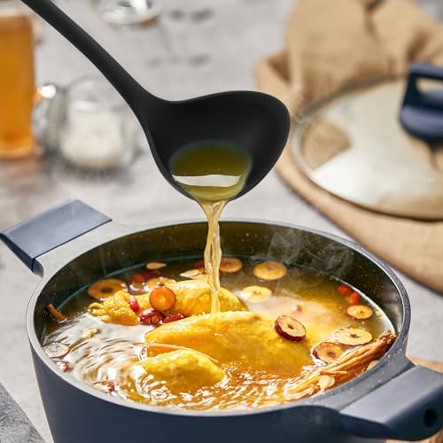Jiozermi Silicone Soup Ladle, 12-Inch Long Handle