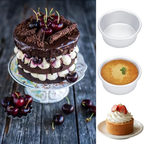 4 Inch Cake Pan Set of 8, Aluminum Mini Cake Pans & 100PCS Parchment Paper