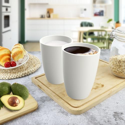 Plastic Drinking Glasses 20 OZ, Wheat Straw Cups Set of 6 - White