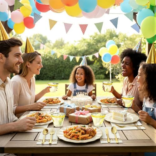 Glowserve 175 Piece Disposable Plastic Plates Dinnerware Set for 25 Guests