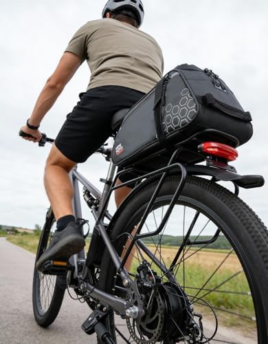 KEMIMOTO 11L Bike Rear Rack Bag, with 6L Removable Cooler Pouch