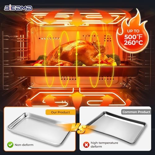 BIEAMA Aluminum Baking Sheet Pan Set of 4, 18" x 13"+ 13" × 10"