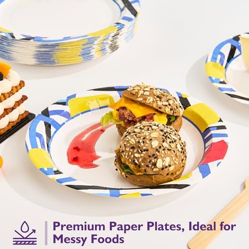 Disposable Paper Plates 8.5 Inch 300 Count, Graffiti Pattern