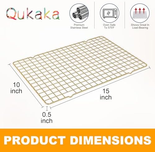 2 PCS Cooling Racks for Cooking and Baking, 10" x 15", Gold