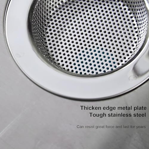 LASSHSWA 2 Pcs Kitchen Sink Strainer Stainless Steel, Mesh and Punching, Kitchen Sink Drain Strainer, Sink Strainers with Large Wide Rim 4.5" Diameter for Kitchen Sinks