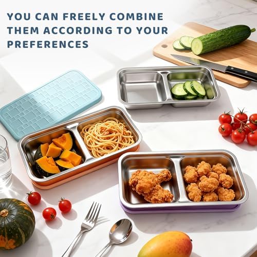 15 oz Snack Containers for Kids, Stainless Steel Lunch Box 3 Pack