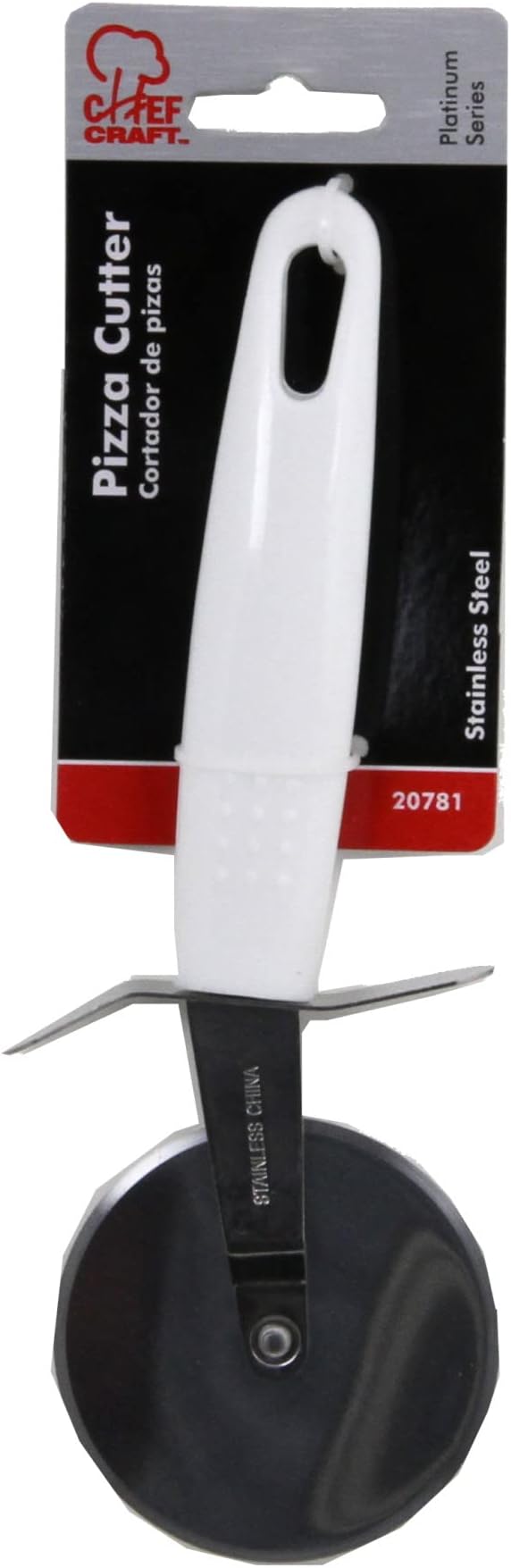 Chef Craft Select Stainless Steel Pizza Cutter, 8 inches in length 2.5 inch blade diameter, White