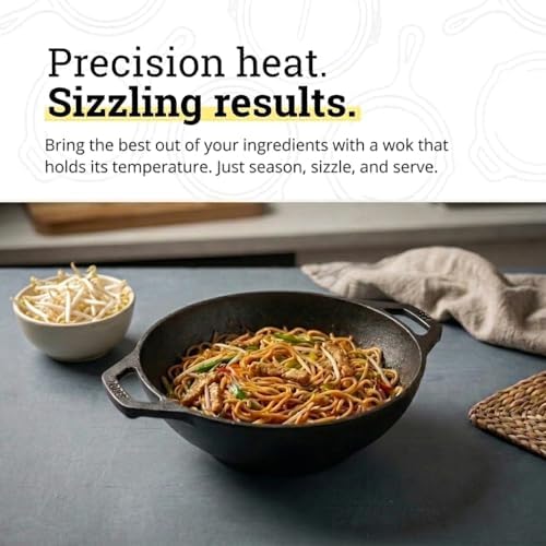 Lodge Pre-Seasoned Cast Iron Stir Fry Mini Wok, PFAS-Free, 9 Inches