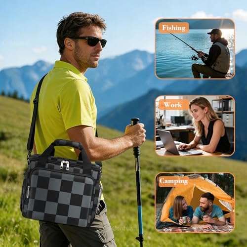 Coobiiya Insulated Lunch Box for Men & Women, Leakproof Lunch Bag Cooler Bag with 4 Pockets,Heavy Duty Lunch Bags Men Cooler Bags for Camping, Travel, Work Kayaking & Beach