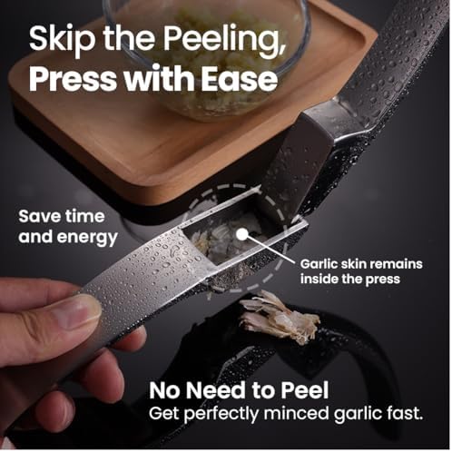 Gourmet Easy Garlic Press Lifetime Replace, No Need to Peel, Coarse Mince