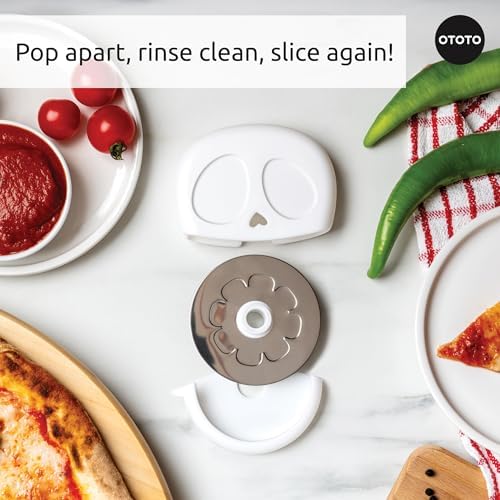 NEW - OTOTO Slice Reaper Pizza Cutter Wheel - Funny Gifts, Grim Reaper Halloween Gifts Cute Kitchen Accessories, Pizza Slicer with Cover, Kitchen Gothic Spooky Gifts, Stainless Steel Handheld (Skull)