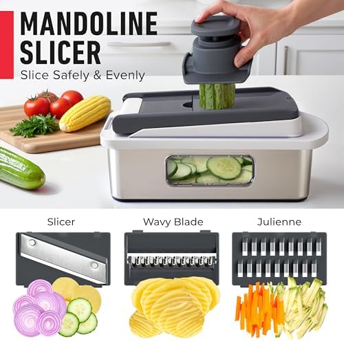 MUELLER HOME Pro-Series 10-in-1, Stainless Steel Multi Vegetable Chopper
